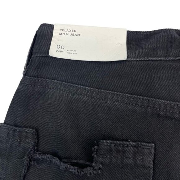 NWT AMERICAN EAGLE Relaxed High Rise Mom Jean Sz 00 Destroyed Distressing - Picture 6 of 7